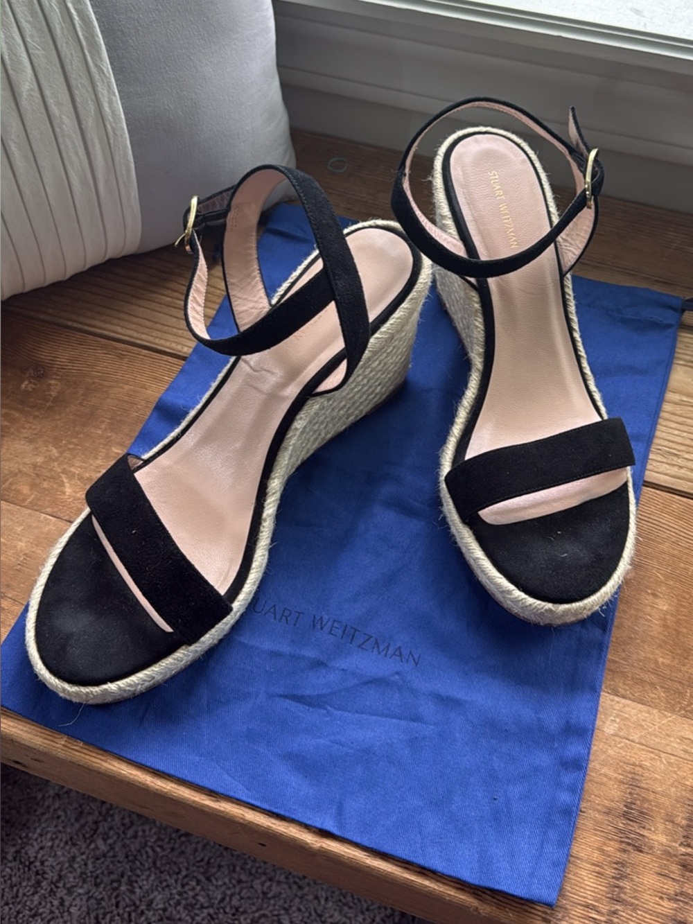 Stuart Weitzman Black Suede Espadrilles Size 11